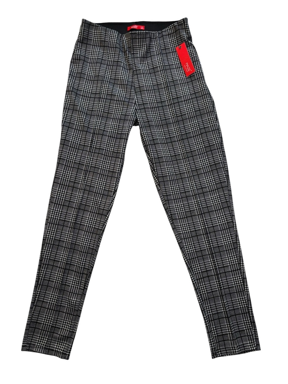 Maze Collection, Pull-On Pants, Plaid Skinny, Black, Gray, Grey, Small, S, NWT